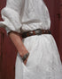 Linen Gather Dress / White・Black